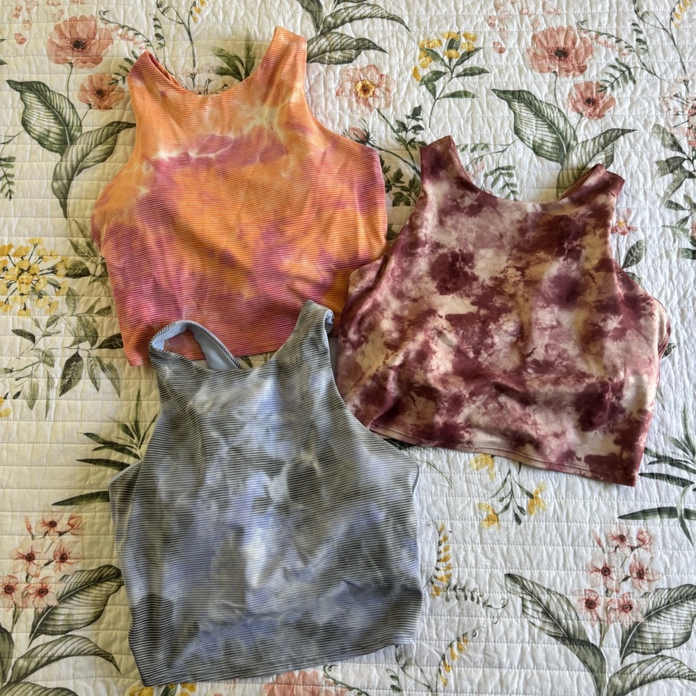 3 athleta crop tops with built in bras size small